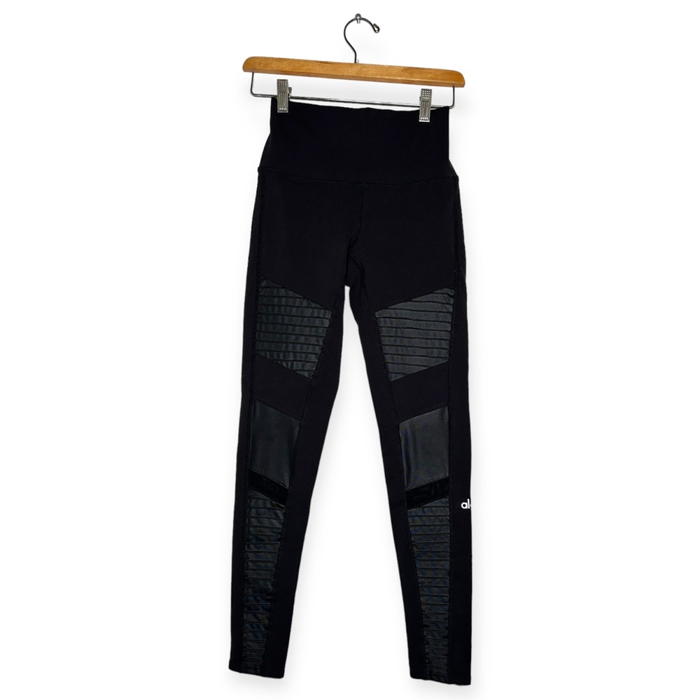 Alo Moto Yoga High Rise Athletic Leggings Workout Tights Black Size Small